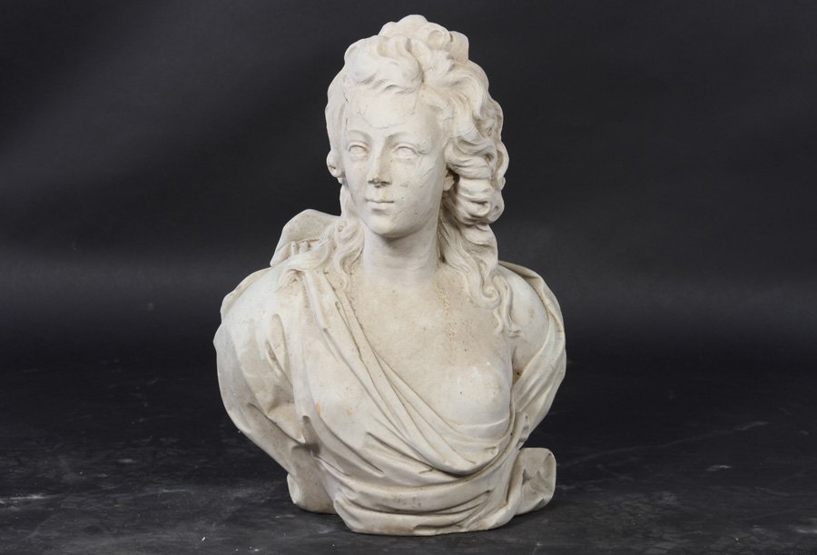 19TH C. CARVED MARBLE NEOCLASSICAL BUST (1 of 4)
