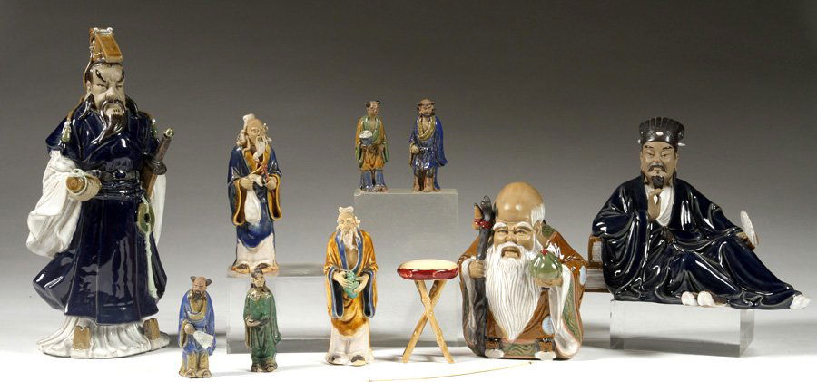 10 CHINESE PORCELAIN EARTHENWARE FIGURINES (1 of 4)