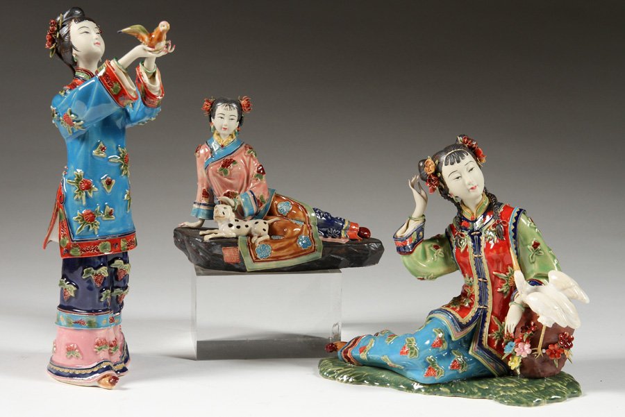 3 HAND PAINTED CHINESE PORCELAIN FIGURINES (1 of 4)