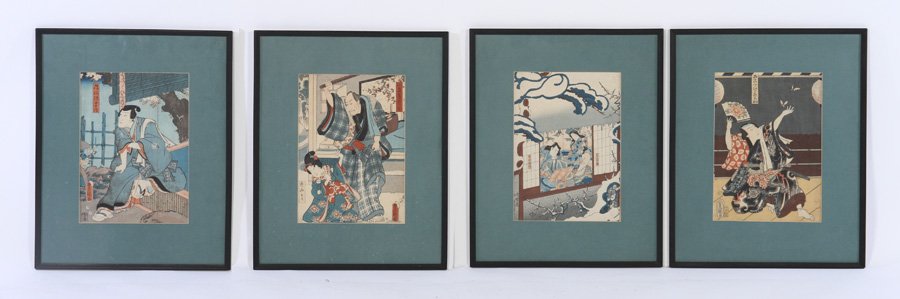 4 LATE 19TH CENTURY JAPANESE WOODBLOCK PRINTS (1 of 4)