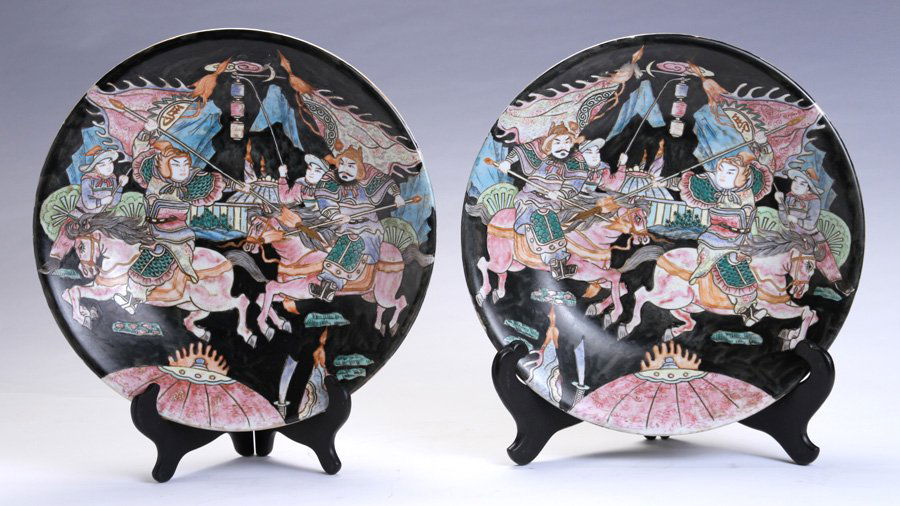 CHINESE CHARGERS SIGNED HAND PAINTED (1 of 4)