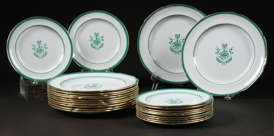 23 PCS COPELAND SPODE CHINA GREEN NEWBURY/PORT (1 of 4)