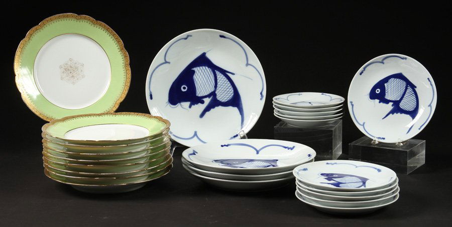 LIMOGE DINNER PLATES & CHINESE DINNERWARE SERVICE (1 of 5)