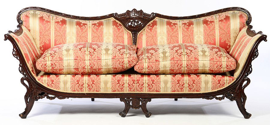 VENETIAN INSPIRED CARVED MAHOGANY SOFA C.1920 (1 of 4)