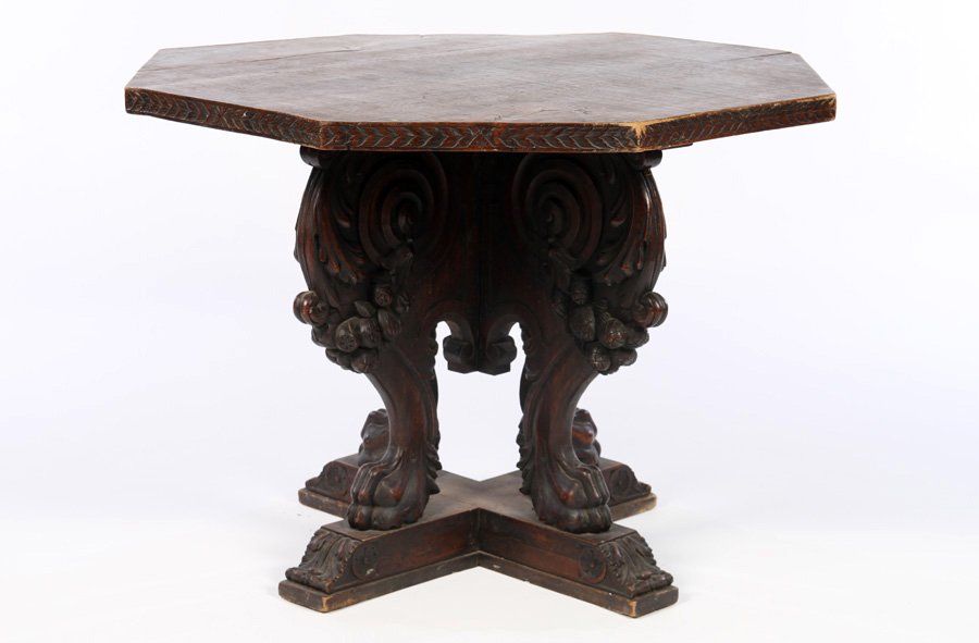 19TH C. ITALIAN CARVED WALNUT CENTER TABLE (1 of 4)
