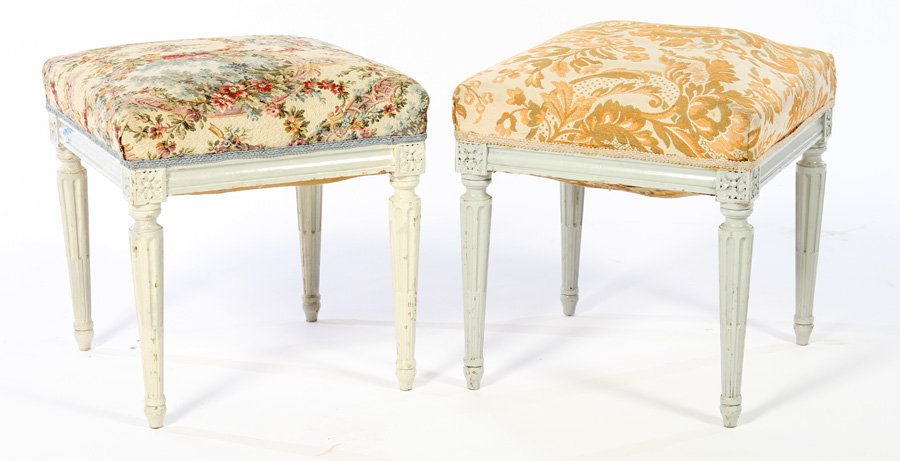 PAIR OF PAINTED LOUIS XVI FOOT STOOLS C.1910 (1 of 3)