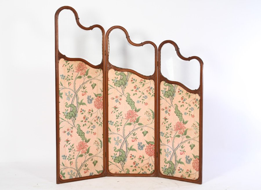 3 PANELED CARVED WALNUT DRESSING SCREEN 1890 (1 of 4)