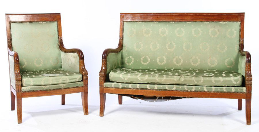 2 PC DOLPHIN CARVED UPHOLSTERED SALON SET (1 of 4)