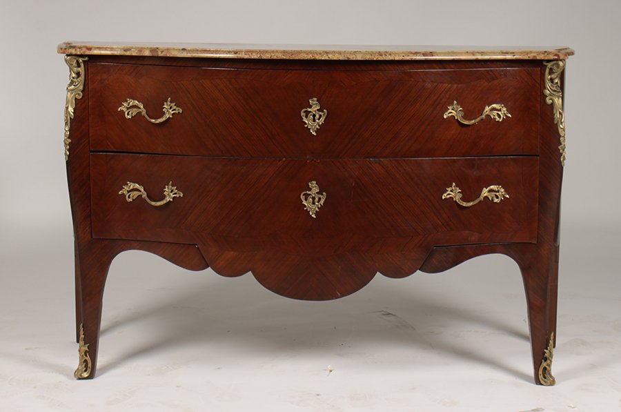 LARGE PARQUETRY BRONZE 2 DRAWER COMMODE 1920 (1 of 6)