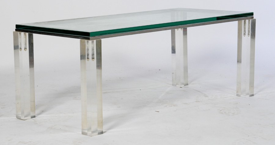 MID CENTURY CHROME LUCITE COFFEE TABLE 1970 (1 of 3)