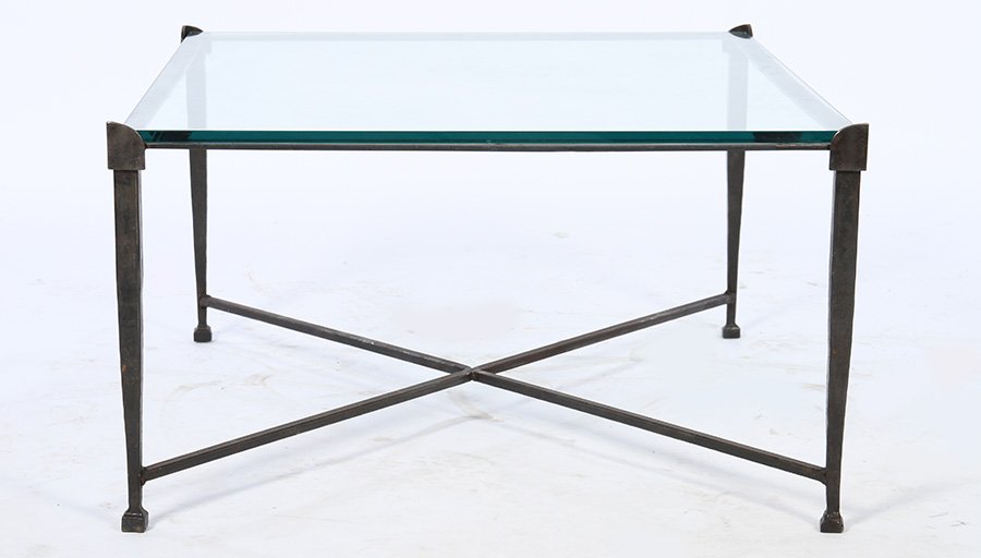 REGENCY STYLE IRON AND GLASS COFFEE TABLE (1 of 1)