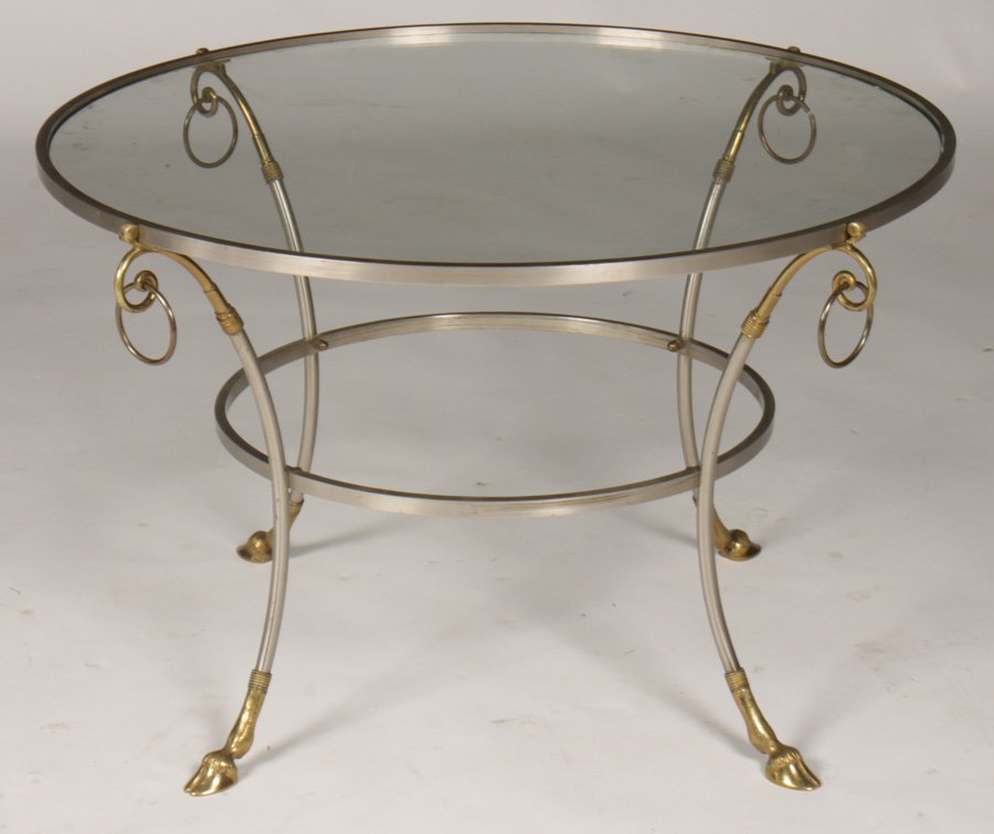 A JANSEN CHROME & BRONZE CIRCULAR TABLE (1 of 3)