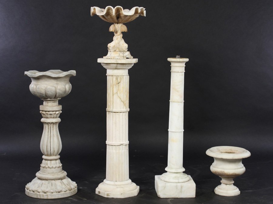 LATE 19TH C. MARBLE ALABASTER PEDESTALS URNS (1 of 5)