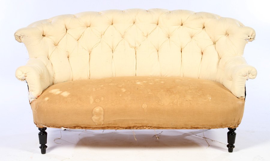 19TH C. NAPOLEON III UPHOLSTERED SETTEE (1 of 4)