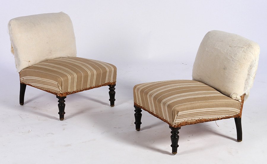 PAIR NAPOLEON III SLIPPER CHAIRS 1890 (1 of 5)