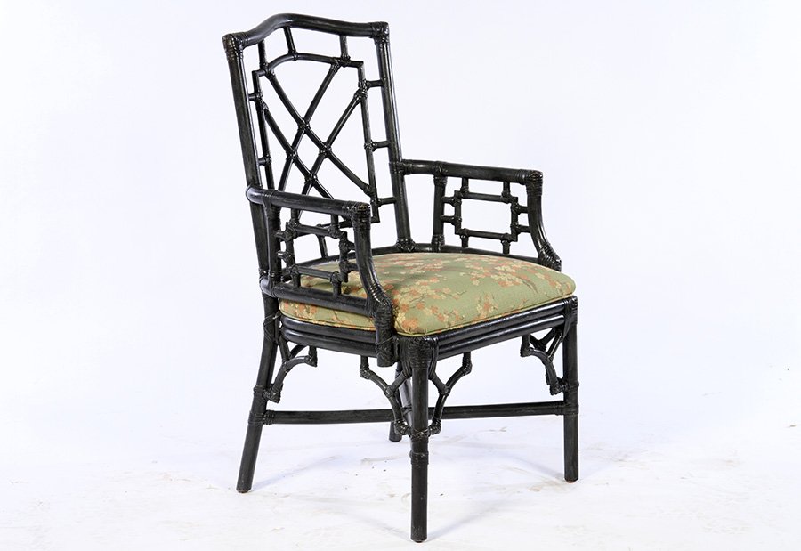 10 MCGUIRE FAUX BAMBOO ARM CHAIRS UPHOLSTERED (1 of 5)