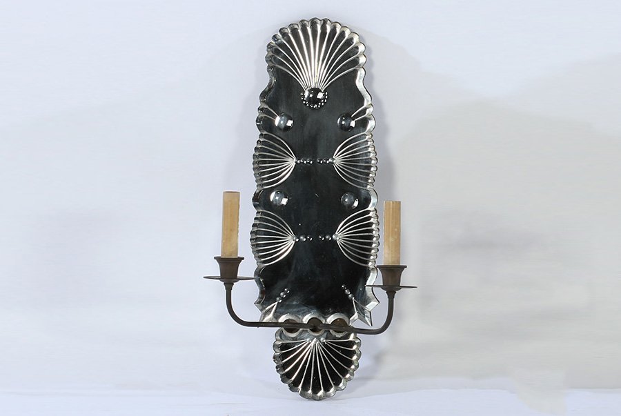 SINGLE VENETIAN ETCHED MIRRORED SCONCE C. 1940 (1 of 3)