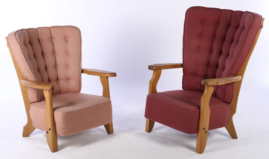 2 FRENCH OAK ARMCHAIRS GUILLERME ET CHAMBRON 1950 (1 of 9)