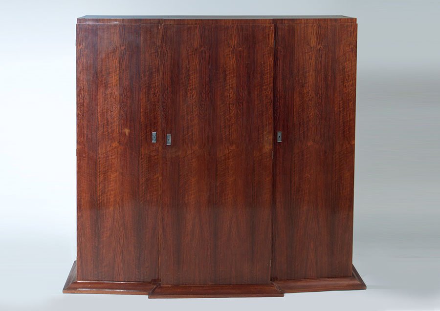 3-DOOR WALNUT CABINET ATTR. TO JULES LELEU C.1930 (1 of 4)