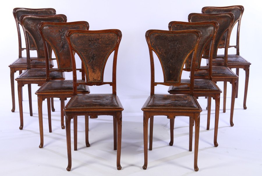 SET 8 FRENCH ART NOUVEAU DINING CHAIRS 1910 (1 of 8)