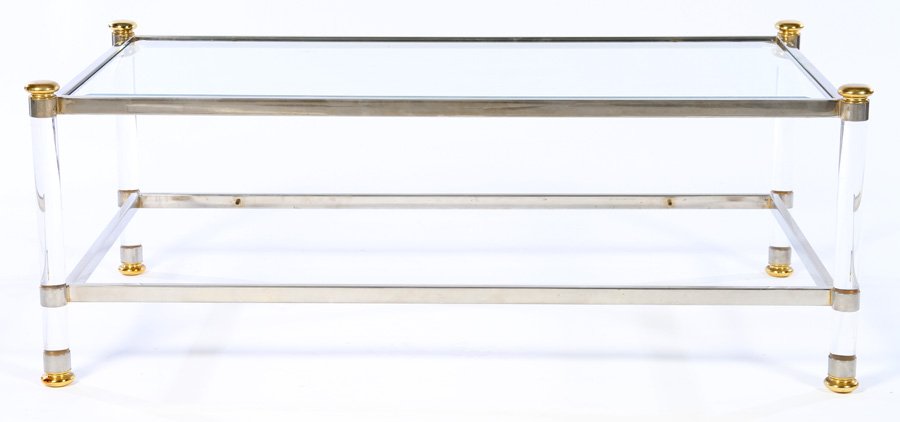 MID CENTURY LUCITE & CHROME COFFEE TABLE 1970 (1 of 3)