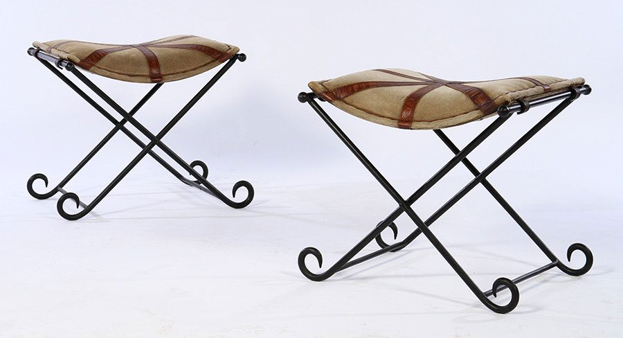 PAIR CAMPAIGN STYLE X FORM FOLDING BENCHES (1 of 3)