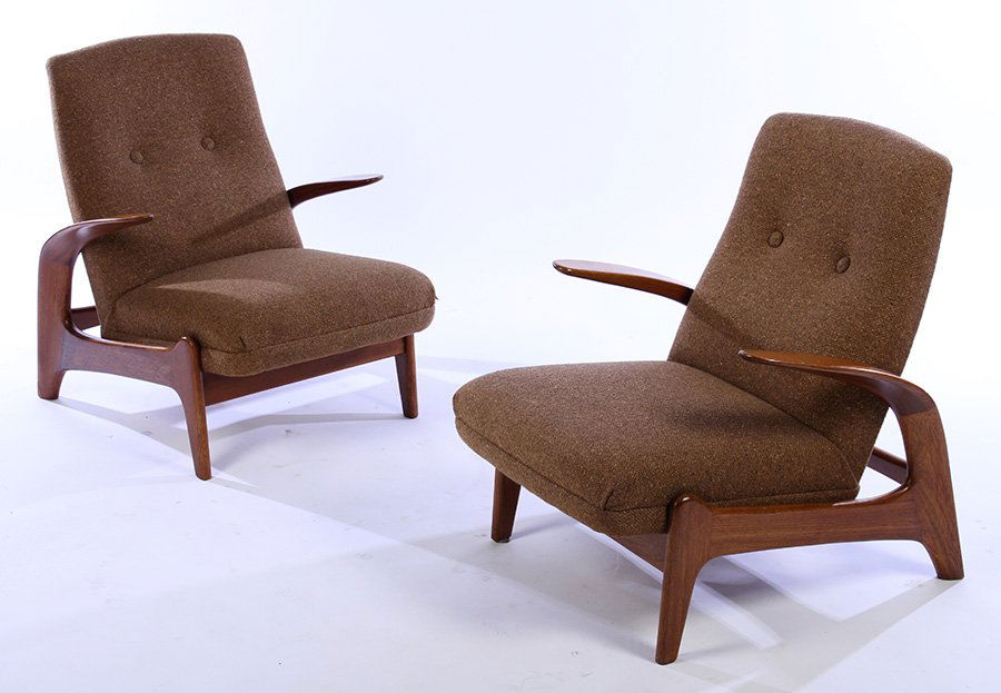 PAIR DANISH MID CENTURY MODERN LOUNGE CHAIRS 1960 (1 of 5)