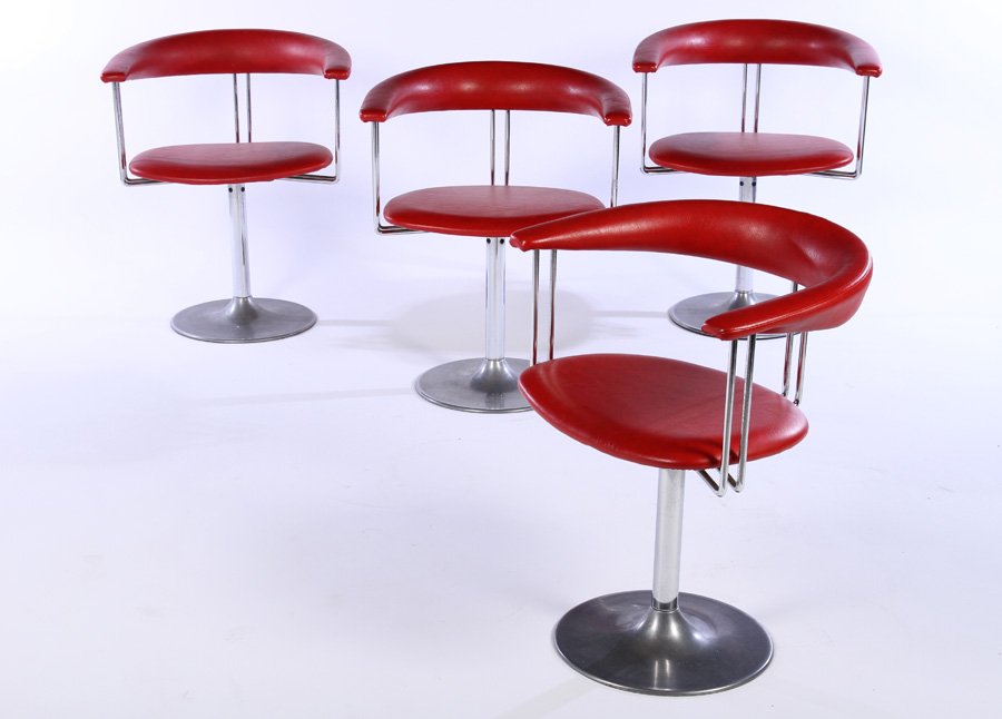 SET 4 ITALIAN MID CENTURY CHROME CHAIRS 1980 (1 of 5)