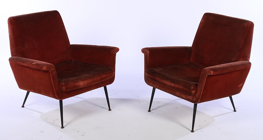 PAIR ITALIAN MID CENTURY MODERN CLUB CHAIRS C1960 (1 of 6)