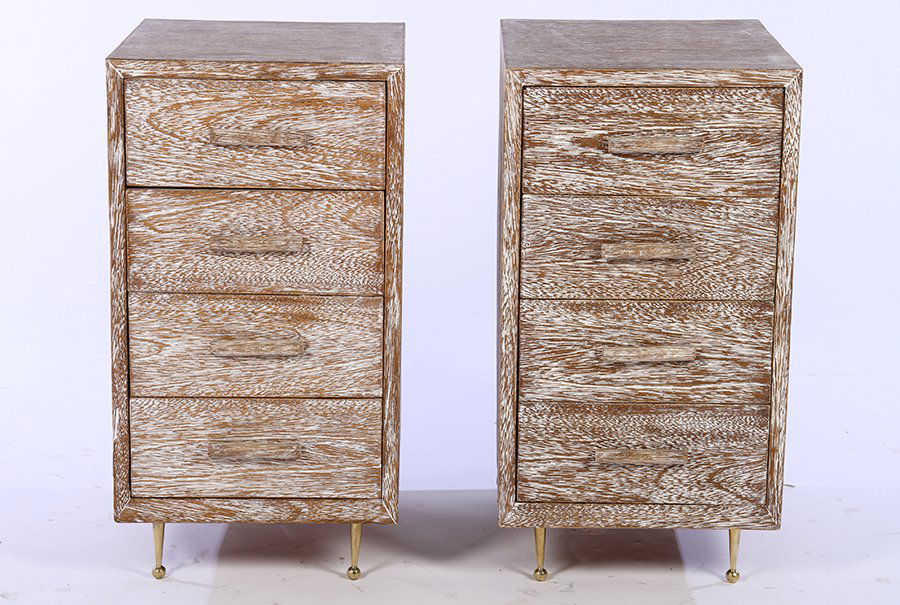 PR MIDCENTURY MODERN CERUSED OAK SIDE TABLES 1950 (1 of 4)