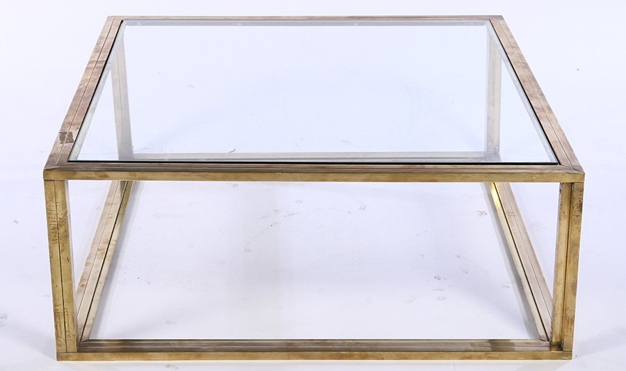 MID CENTURY MODERN BRASS COFFEE TABLE CIRCA 1970 (1 of 3)