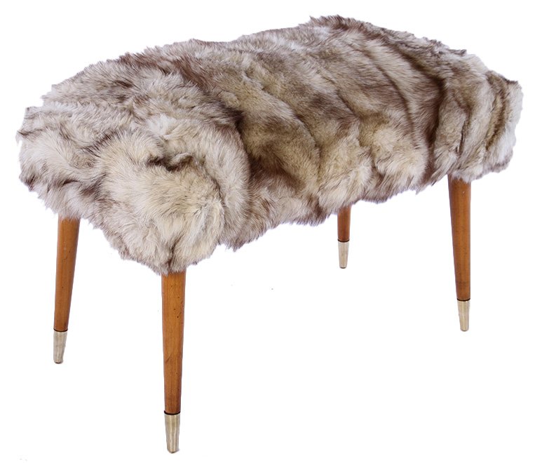 MID CENTURY MODERN FUR UPHOLSTERED BENCH C.1960 (1 of 2)