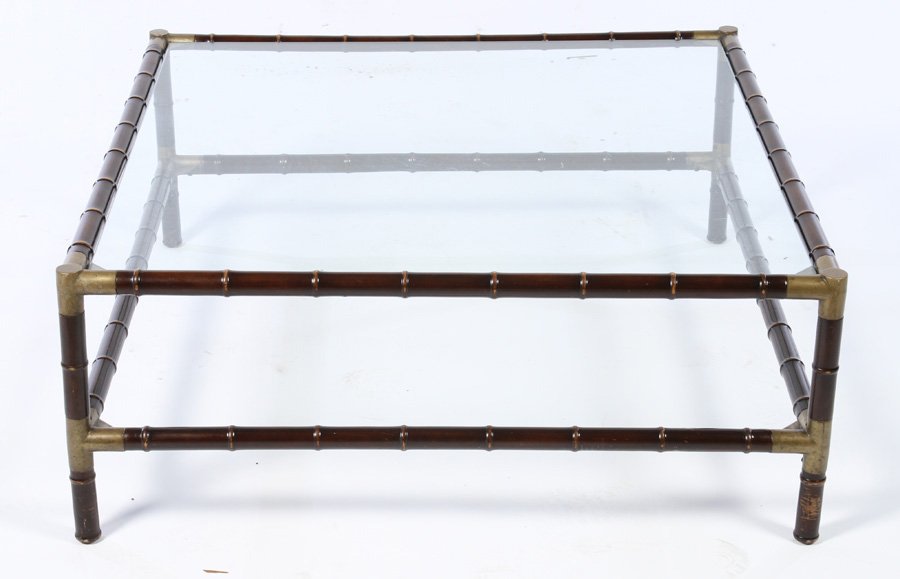 GLASS TOP BAMBOO FORM COFFEE TABLE BILLY HAINES (1 of 3)