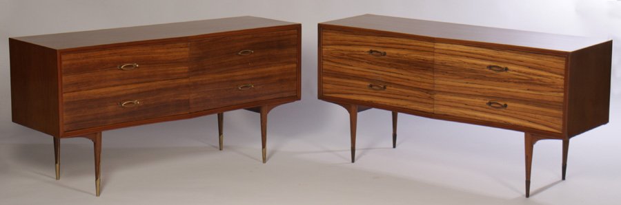PAIR ITALIAN ROSEWOOD SERPENTINE COMMODES C.1960 (1 of 10)