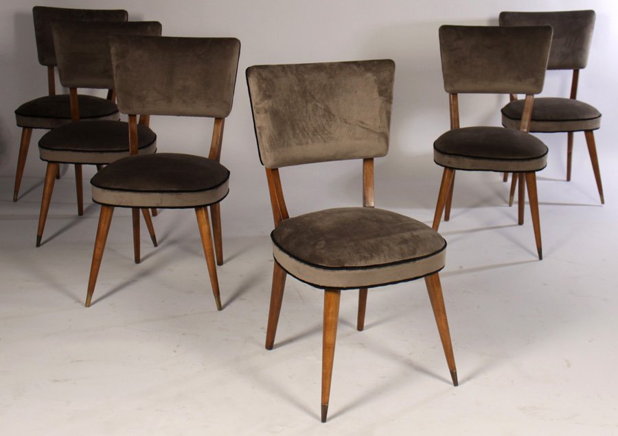 6 MODERN JOSEPH FRANCIS VELVET DINING CHAIRS 1960 (1 of 7)