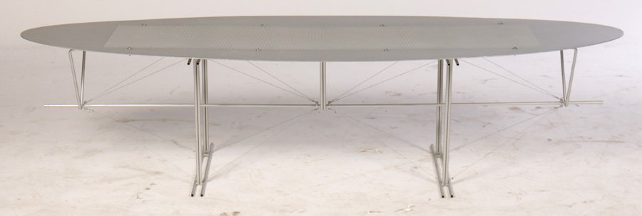 TERVEK OHASHI ALUMINUM COFFEE TABLE OVAL TOP 1985 (1 of 8)