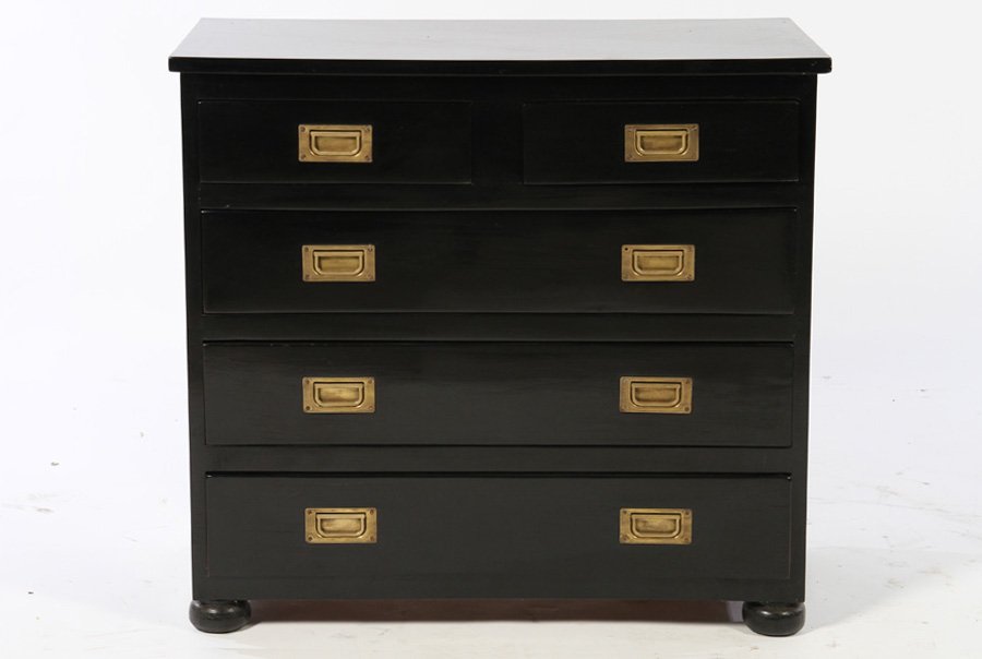 EBONIZED CHEST OF DRAWERS CAMPAIGN STYLE 1940 (1 of 3)