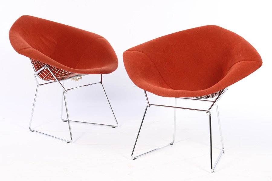 PAIR HARRY BERTOIA FOR KNOLL DIAMOND CHAIRS LABEL (1 of 4)