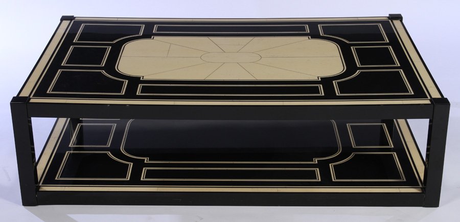 FORNASETTI STYLE JANSEN BLACK COFFEE TABLE C.1975 (1 of 4)