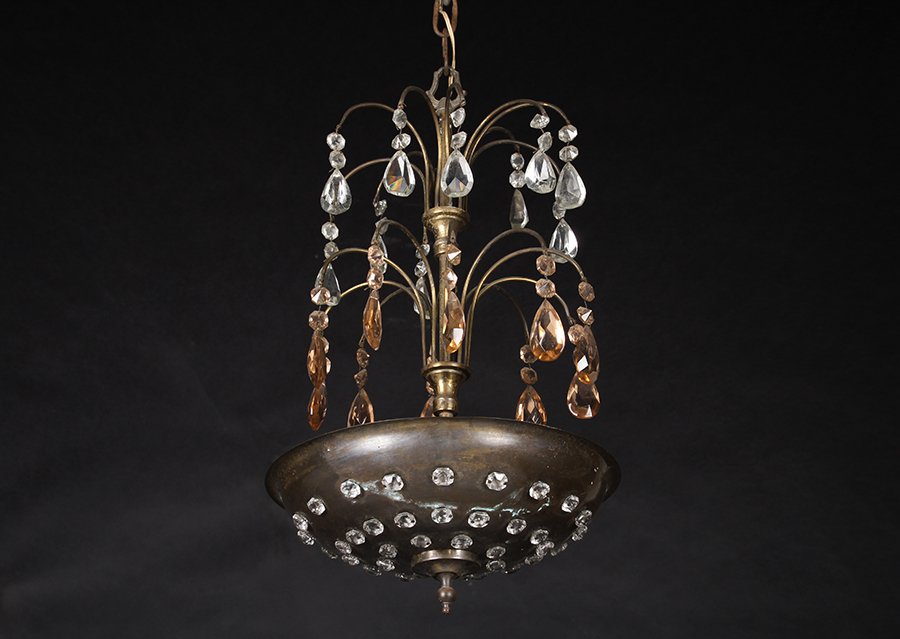 JANSEN STYLE DROP CRYSTAL CHANDELIER C.1940 (1 of 4)