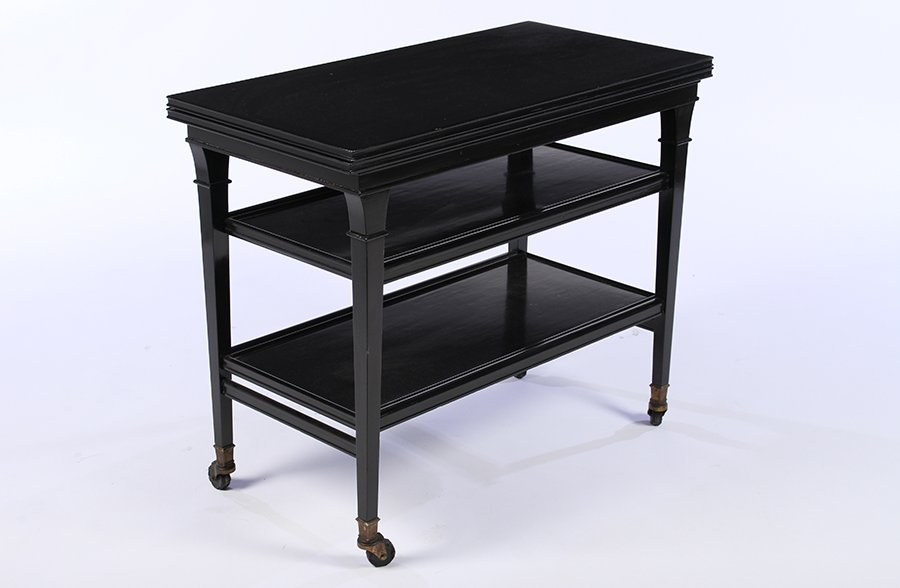 JANSEN FLIP TOP MAHOGANY  BRONZE BAR CART C.1950 (1 of 6)