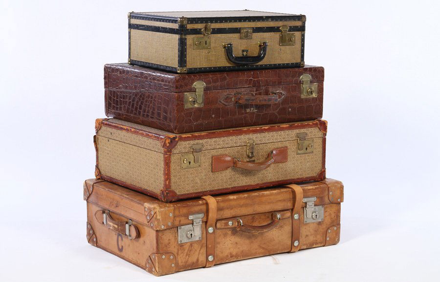 4 VINTAGE SUITCASES ALLIGATOR HARTMAN HARD SIDE (1 of 4)
