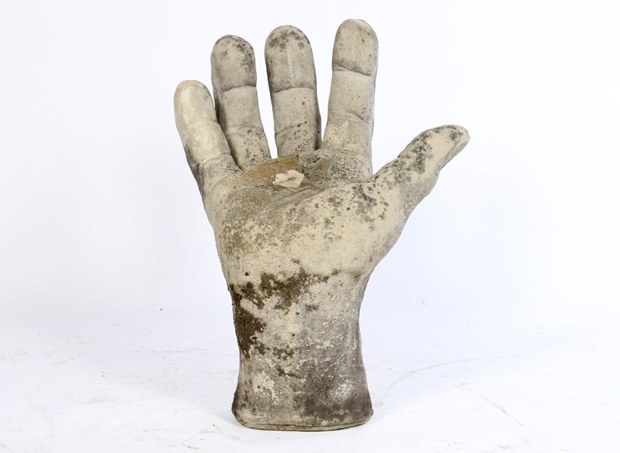 CARVED CAST STONE HAND FORM GARDEN SCULPTURE (1 of 4)
