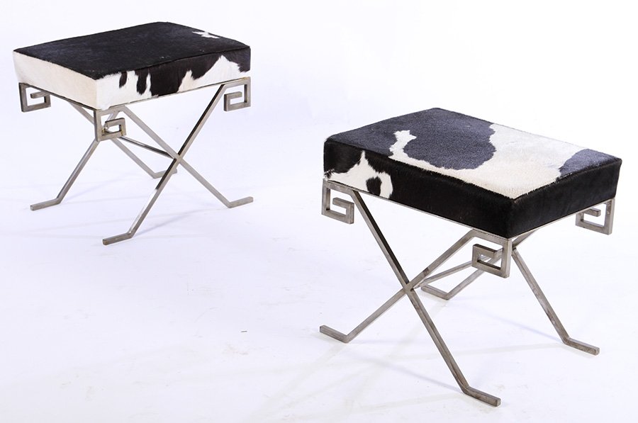 PAIR JEAN MICHEL FRANK COW HIDE BENCHES (1 of 4)