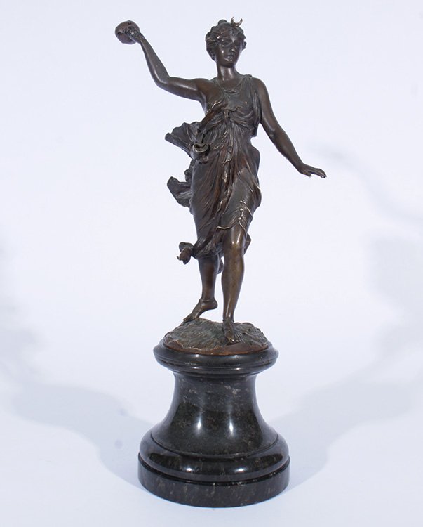 FRANZ IFFLAND BRONZE STATUE FEMALE SIGNED C.1886 (1 of 4)