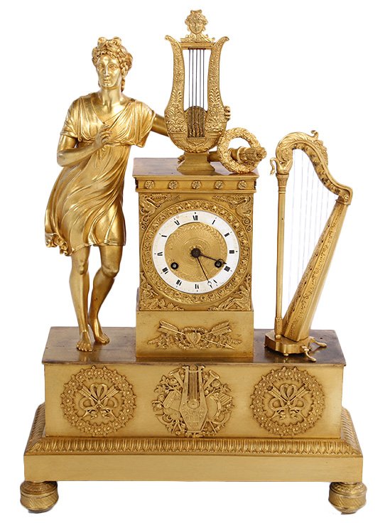 FINE DORE BRONZE FRENCH MANTLE CLOCK 1830 (1 of 7)