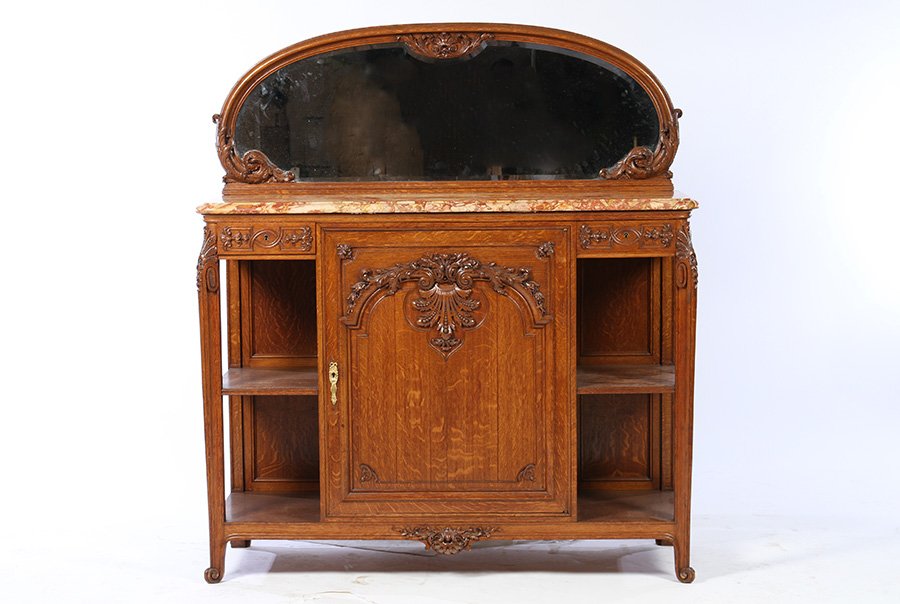 FRENCH OAK MARBLE TOP SERVER 1 DOOR (1 of 5)