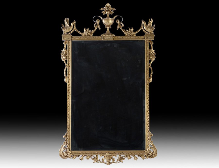 CONTINENTAL GILT DECORATED BEVELED MIRROR (1 of 5)