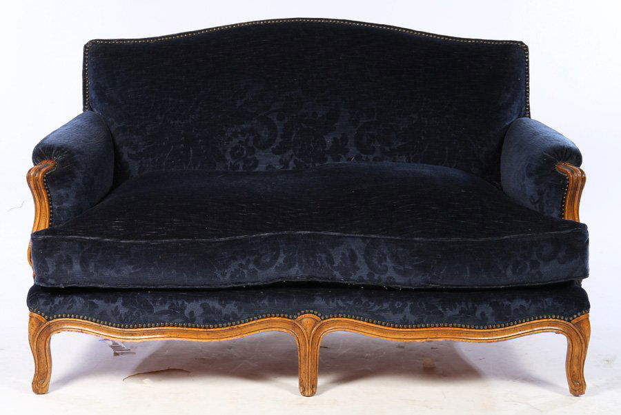 WALNUT LOUIS XV UPHOLSTERED SETTEE 1930 (1 of 4)