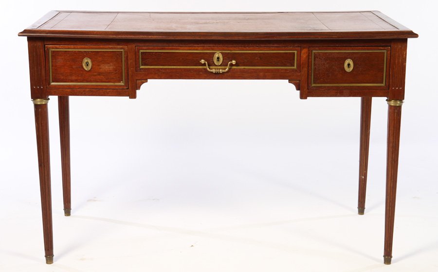 FRENCH MAHOGANY LEATHER TOP WRITING TABLE 1920 (1 of 4)